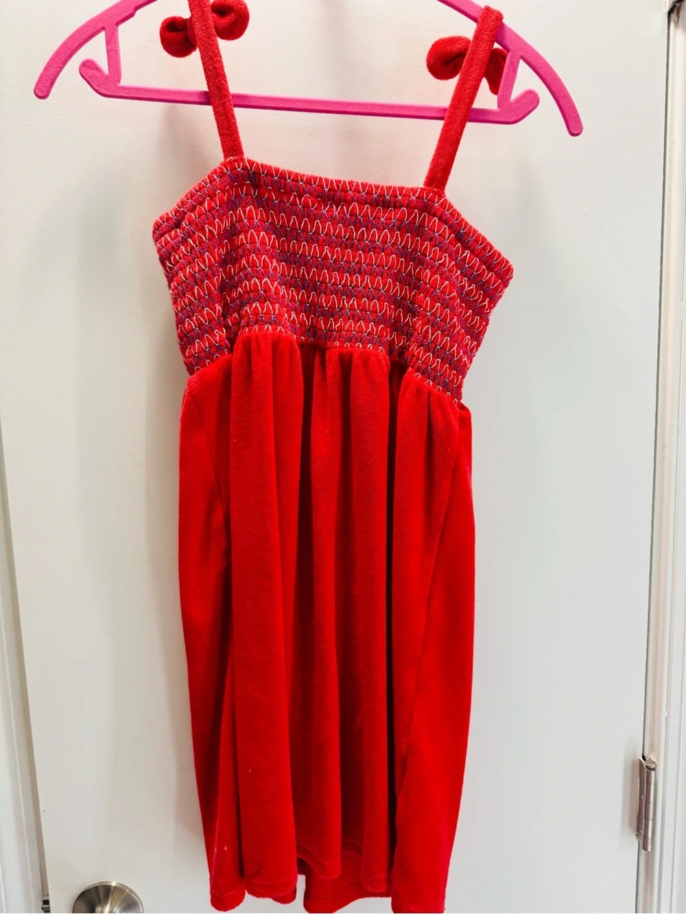 Cat & Jack Red Smocked Knot-Shoulder Sundress